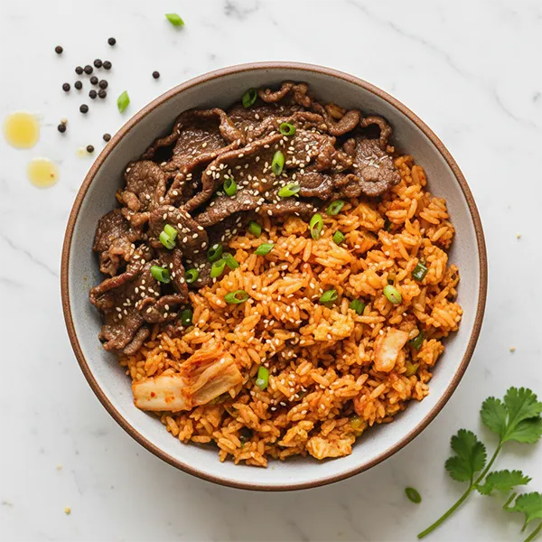 Korean Bulgogi Beef with Kimchi Fried Rice
